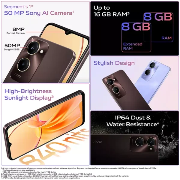 <B>vivo Y28s 5G (Vintage Red, 128 GB)  (6 GB RAM)</B> <b style="color: red;"> (SEALED PACKED) </b>