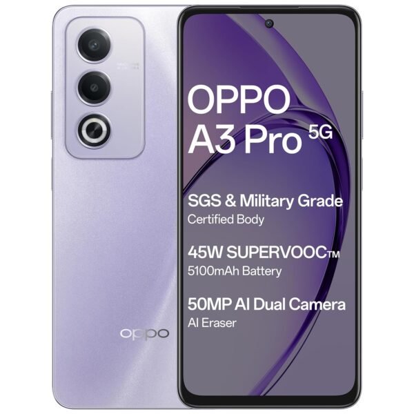 <B>OPPO A3 Pro 5G (Moonlight Purple, 128 GB)  (8 GB RAM)</B> <b style="color: red;"> (MINT) JAYNAGAR </b>