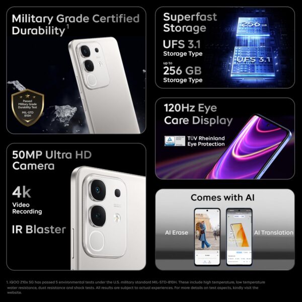 <B>IQOO Z10X 5G (Titanium, 128 GB)  (6 GB RAM) </B> <b style="color: red;"> (SEALED PACKED) JAYNAGAR </b>