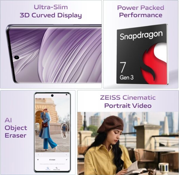 <B>vivo V40 5G (Lotus Purple, 256 GB)  (8 GB RAM) </B> <b style="color: red;"> (MINT) JAYNAGAR </b>