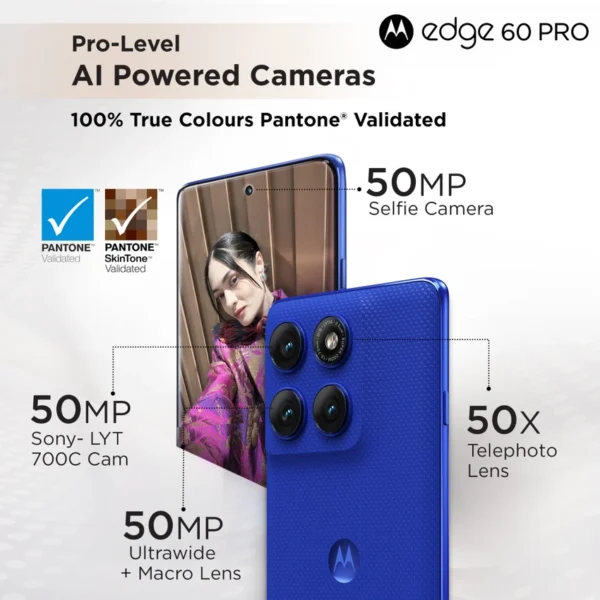 <B>MOTOROLA Edge 60 Pro (Pantone Dazzling Blue, 256 GB)  (12 GB RAM) </B> <b style="color: red;"> (SEALED PACKED) JAYNAGAR </b>
