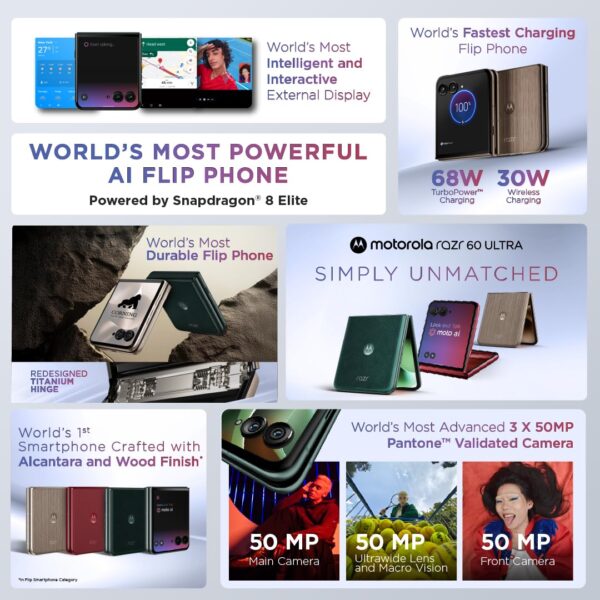 <B>MOTOROLA Razr 60 Ultra (Pantone Scarab, 512 GB)  (16 GB RAM) </B> <b style="color: red;"> (OPEN BOX) JAYNAGAR </b>