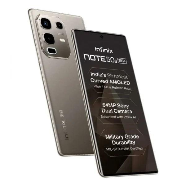 <B>Infinix Note 50s 5G+ (Titanium Grey, 256 GB)  (8 GB RAM) </B> <b style="color: red;"> (SEALED PACKED) JAYNAGAR </b>