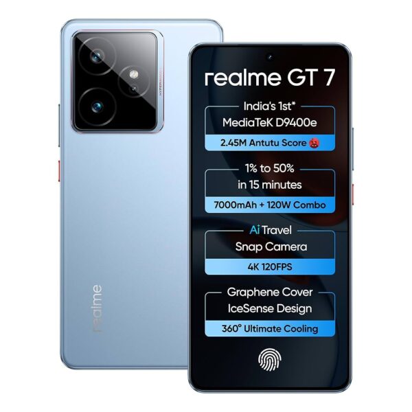 <B>realme Gt 7 (Icesense Blue, 256 GB)  (12 GB RAM) </B> <b style="color: red;"> (OPEN BOX) KOLKATA </b></b><b style="color: #01569c;"> ☎️9734111121</b>