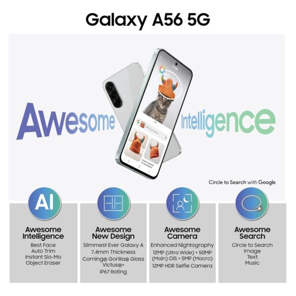 <B>Samsung Galaxy A56 5G (Awesome Graphite, 256 GB)  (8 GB RAM) </B> <b style="color: red;"> (SUPER MINT) JAYNAGAR </b>